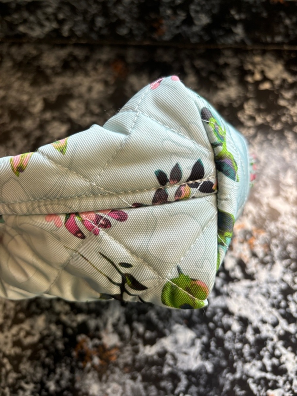 Vera Bradley Quilted Floral Cosmetic Bag in Light Blue with Green Accents - Picture 3 of 11